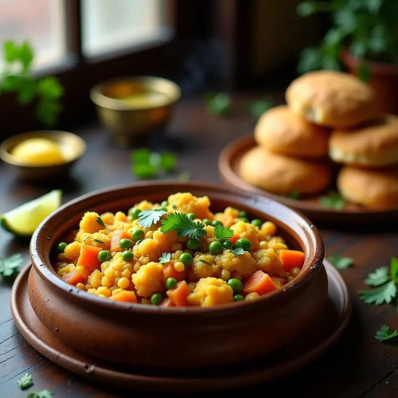 Pav Bhaji con Pan de Garbanzo y Mantequilla Clarificada: Receta Callejera de Mumbai Sin Gluten