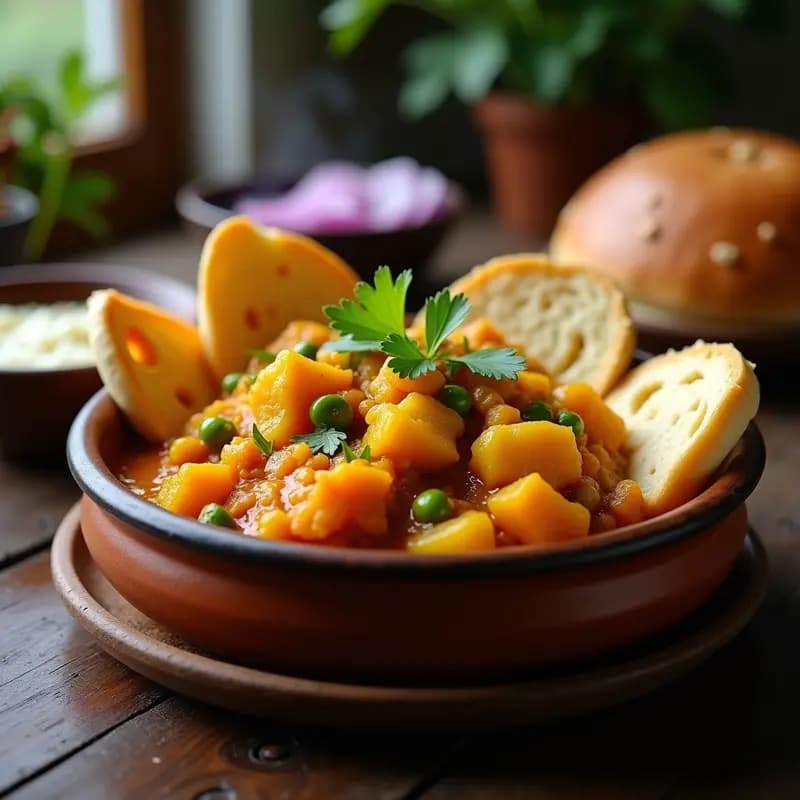 Pav Bhaji Indio con Panecillos Suaves y Verduras Mixtas: Receta Vegetariana en 20 Minutos