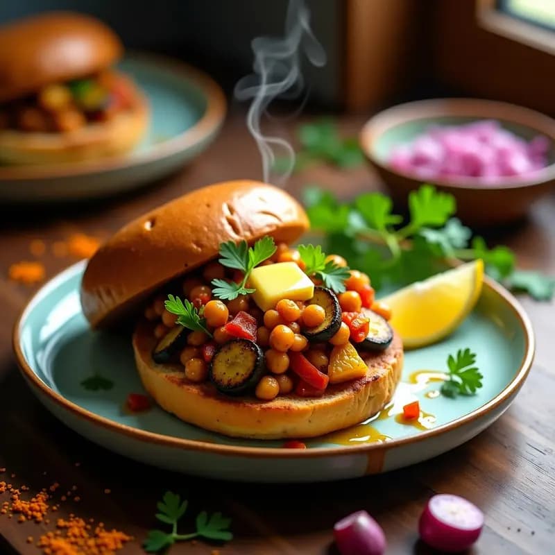 Pav Bhaji: Receta India Vegana con Pan de Hamburguesa y Verduras Mixtas