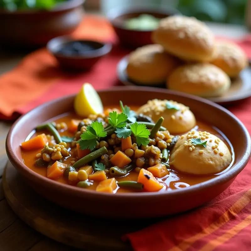 Pav Bhaji Indiana con Pan de Bollito: Receta callejera de Bombay sin gluten y vegana