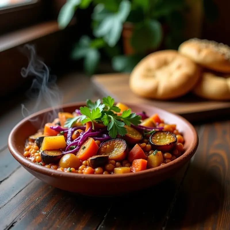 Pav Bhaji Indio con Panecillos y Vegetales: Plato Callejero Vegano y Económico