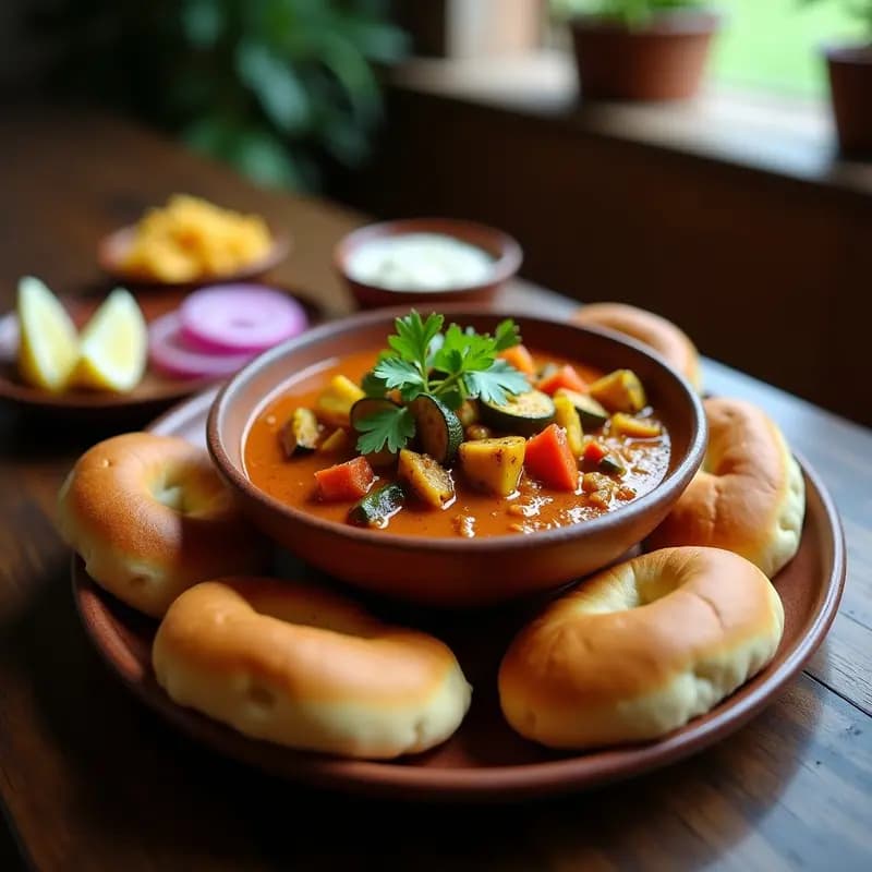 Pav Bhaji Indiana con Panecillos y Verduras Mixta: Receta de Calle Vegana