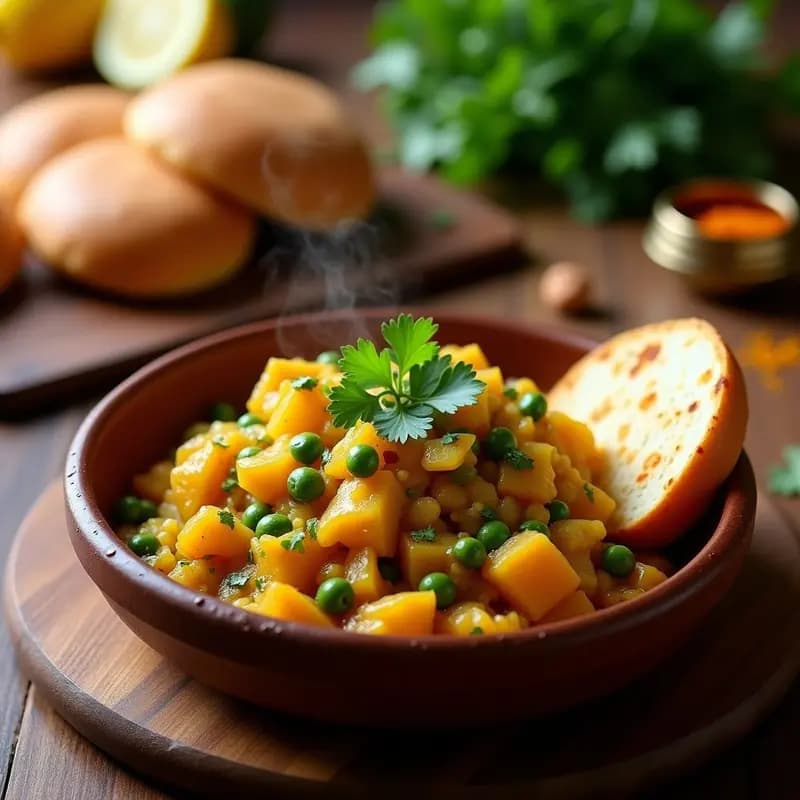 Pav Bhaji Indio con Pan y Verduras: Receta Callejera Vegetariana en Sartén