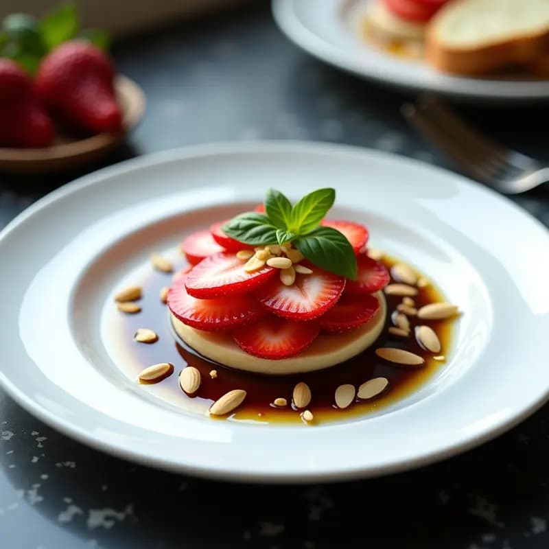 Pavarotti de Fresas y Albahaca con Salsa Balsámica: Postre Italiano Vegano y Elegante