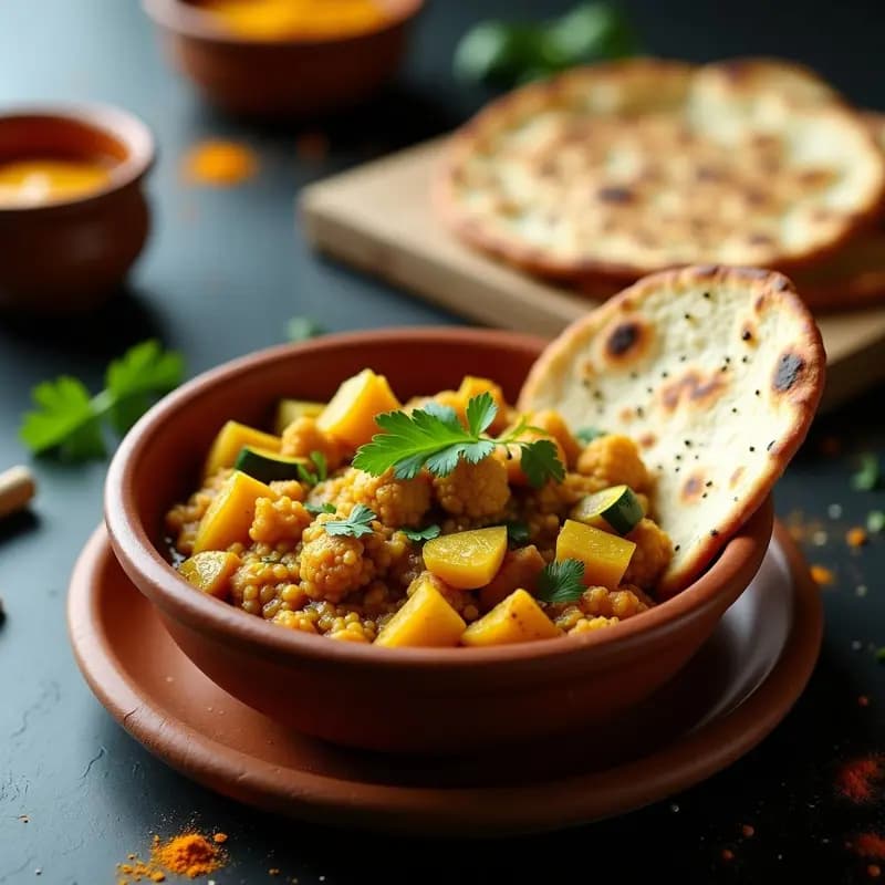 Pavat Bhaji Indio con Pan naan Sin Gluten: Receta Callejera Vegana y Especiada