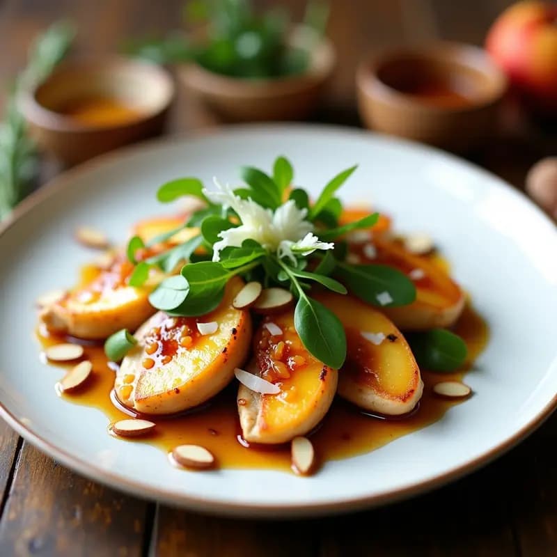Paventina de Pollo y Duraznos: Receta Italiana Dulce-Salada con Vinagreta de Miel