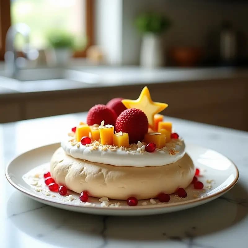 Pavlova Australiana con Merengue de Aquafaba y Frutas Exóticas: Postre Vegano Sin Huevos