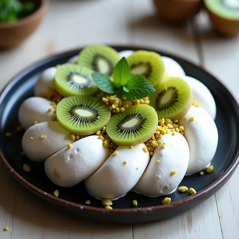 Pavlova Australiana de Merengue de Aquafaba y Kiwi: Postre Sin Lácteos y Crujiente