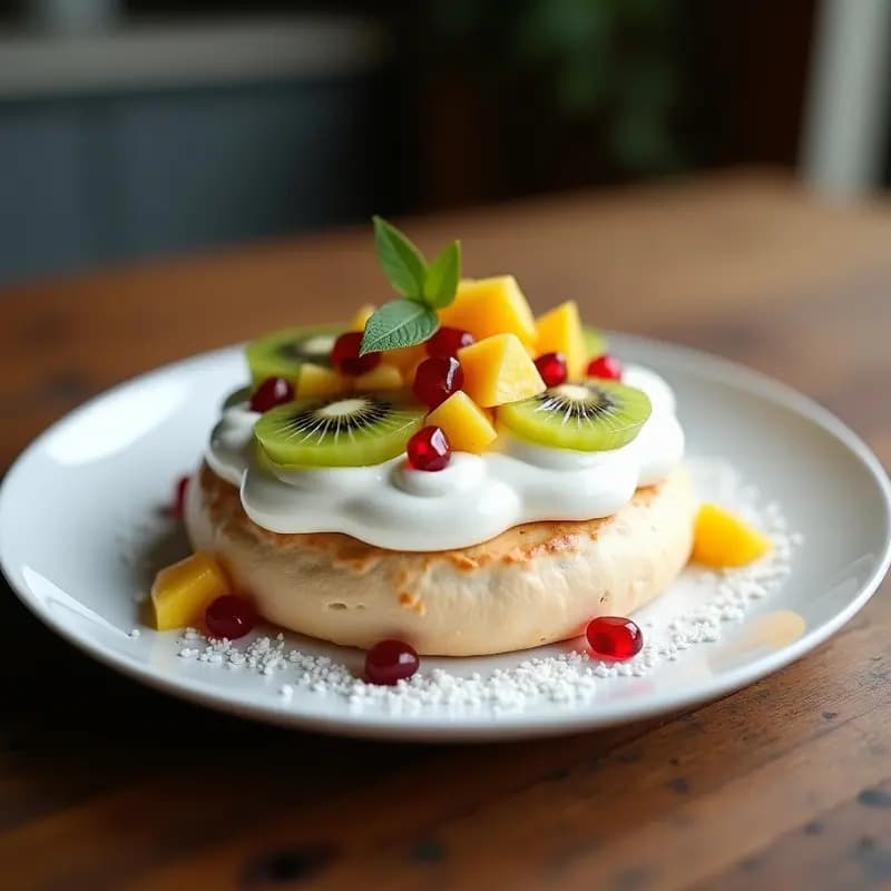 Pavlova Australiana de Frutas Tropicales: Merengue Crocante con Crema Batida y Kiwi