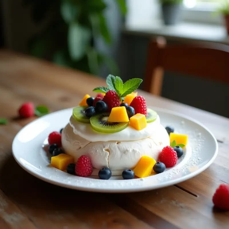 Pavlova Australiana con Merengue y Frutas: Postre Ligero y Elegante para Impresionar