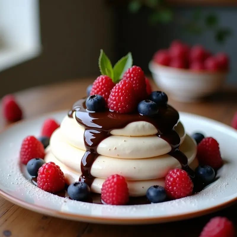Pavlova de Chocolate y Frambuesas: Postre Australiano Sin Gluten con Merengue Crujiente