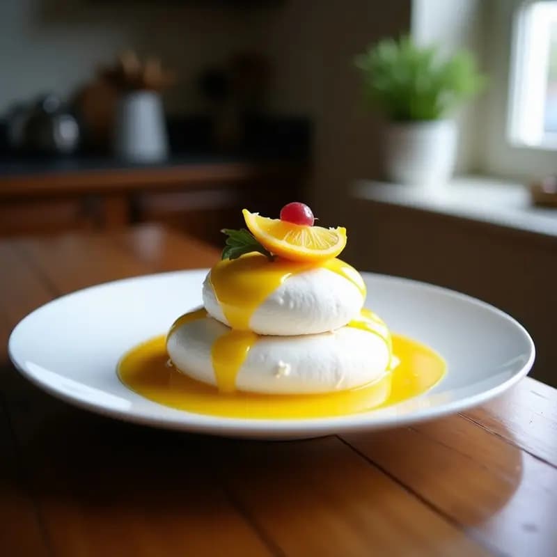 Pavlova Australiana con Frutas de la Pasión y Coco: Postre Sin Lactosa y Sin Harina