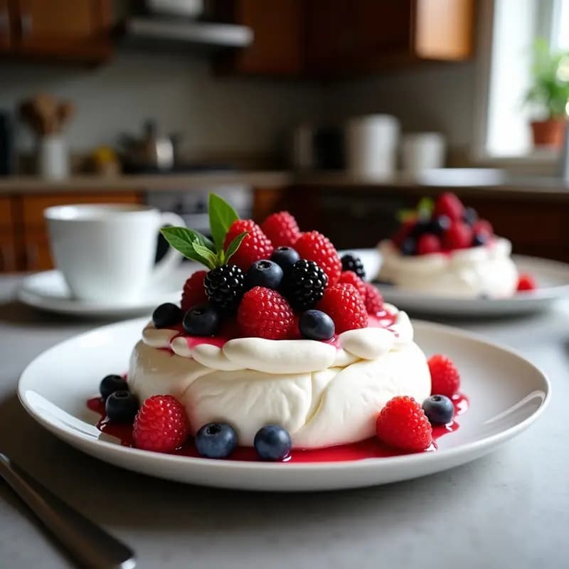 Pavlova de Frutas Rojas y Crema de Coco: PostreAustraliano Sin Gluten y Vegano