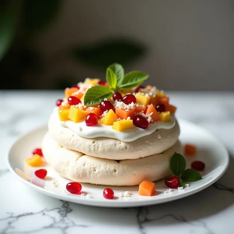 Pavlova de Frutas Tropicales: Postre Australiano Sin Gluten y Baja en Calorías