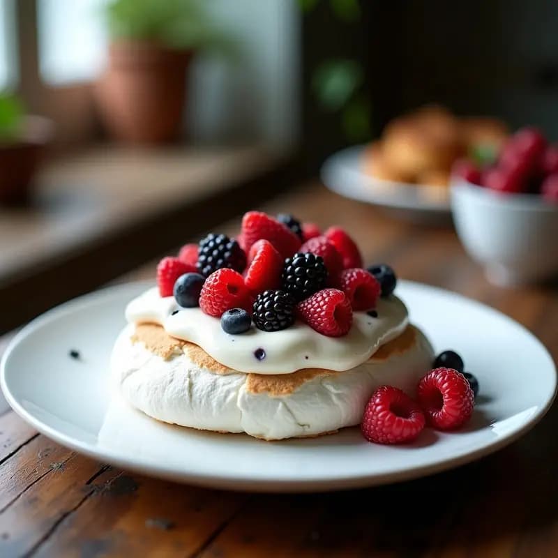 Pavlova de Frutos Rojos y Crema de Aquafaba: Postre Australiano Sin Lácteos