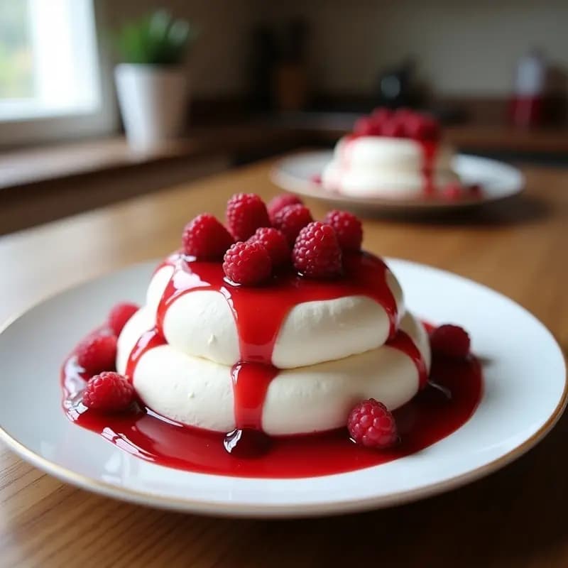 Pavlova de Frutos Rojos: Merengue Australiano con Crema Batida y Kiwi