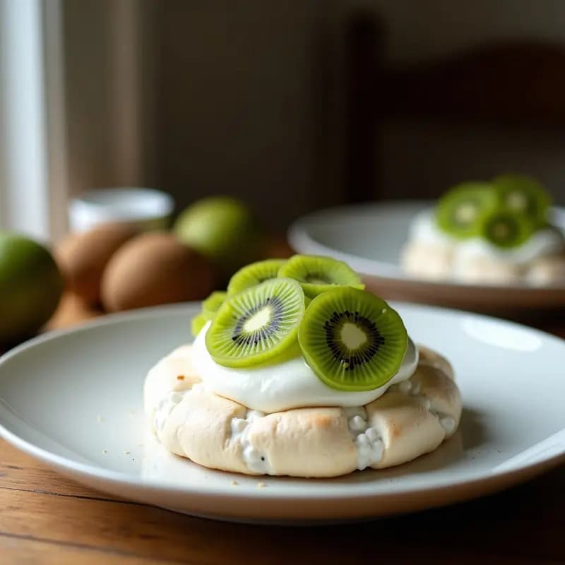 Pavlova Australiana con Kiwi y Crema de Coco: Postre Sin Gluten y sin Lactosa