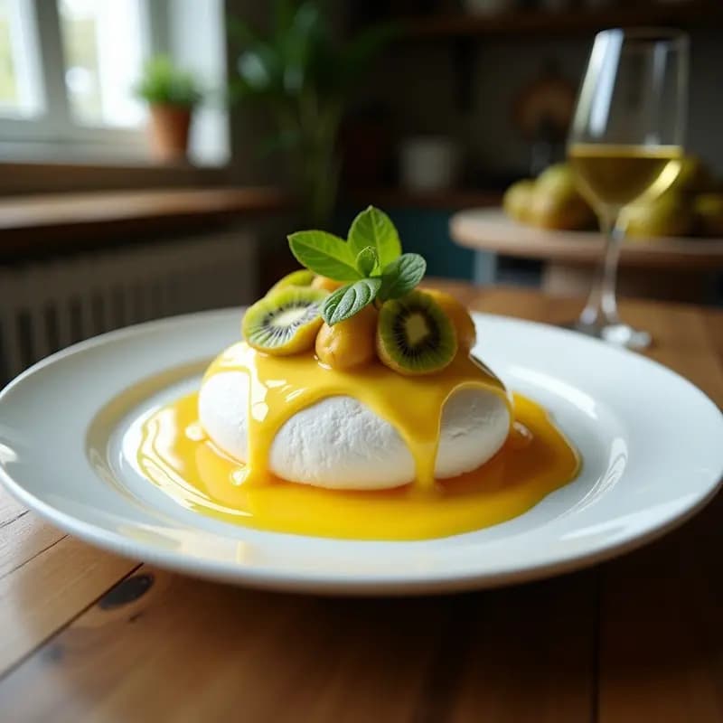 Pavlova Neozelandesa con Kiwi y Maracuyá: Postre Sin Gluten con Toque Tropical