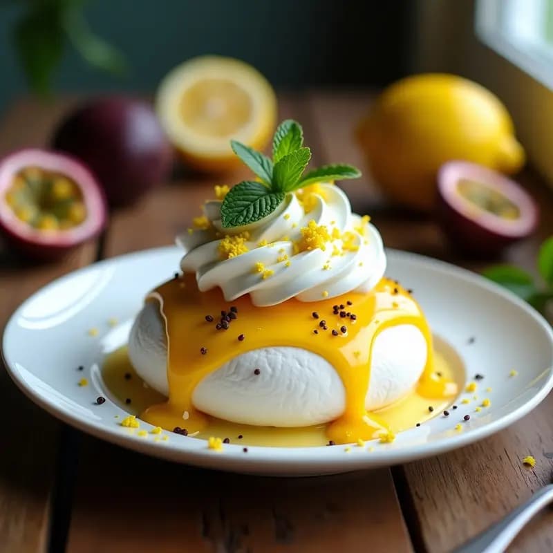 Pavlova de Limón y Merengue con Frutos de la Pasión: Postre Australiano Sin Gluten
