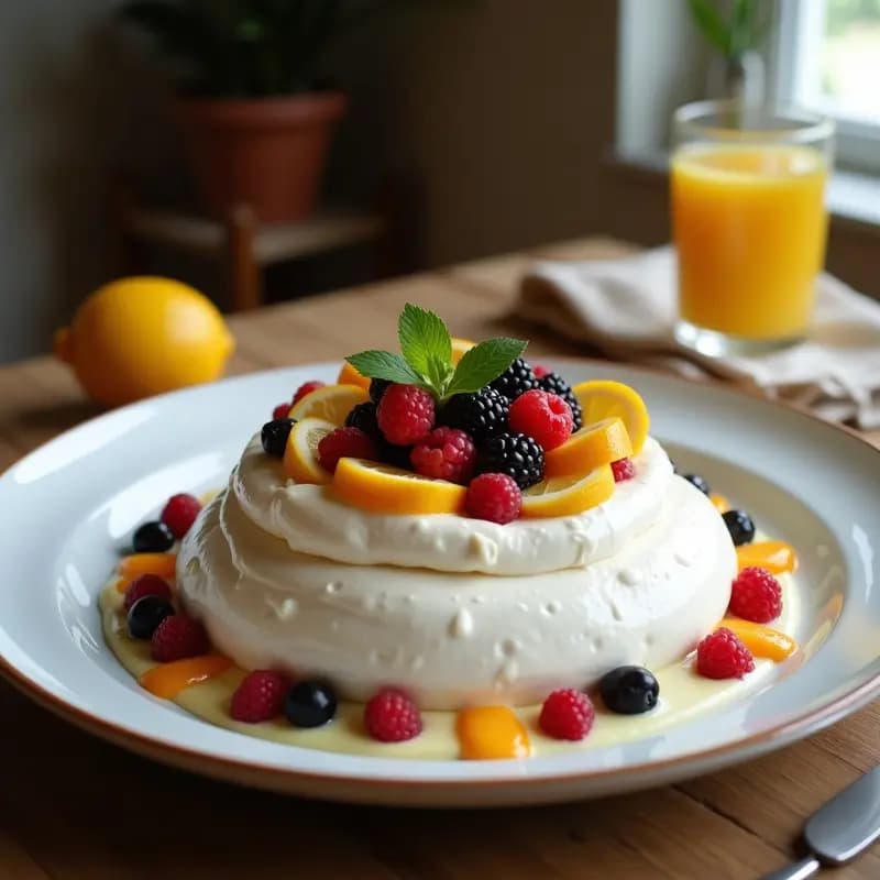 Pavlova de Limón y Merengue con Frutos Secos: Postre Australiano-Neo Zelandés Sin Lactosa
