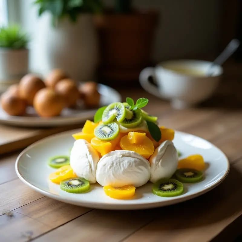 Pavlova de Maracuyá y Kiwi con Crema de Coco: Postre Neo Zealándes Sin Lácteos