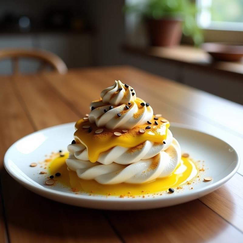Pavlova de Maracuyá y Merengue de Aquafaba: Postre Vegano Sin Azúcar y Sin Lactosa