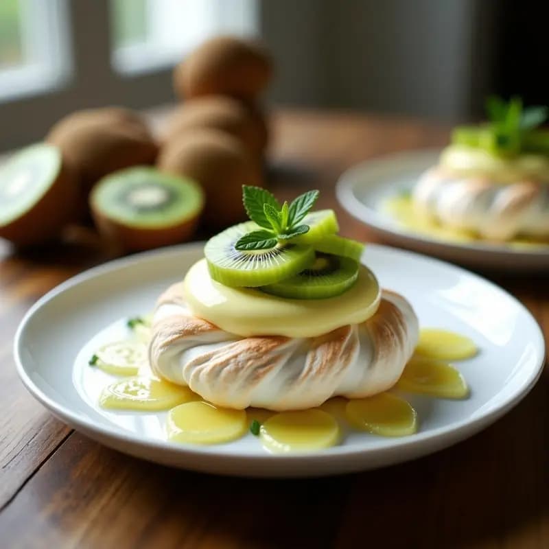 Pavlova de Merengue con Crema de Limón y Kiwi: Postre Australiano Ligero y Vistoso