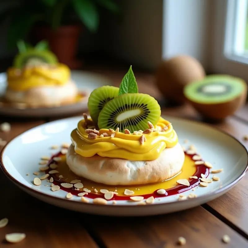 Pavlova de Merengue con Kiwi y Crema de Cúrcuma: Postre Neozelandés Antiinflamatorio