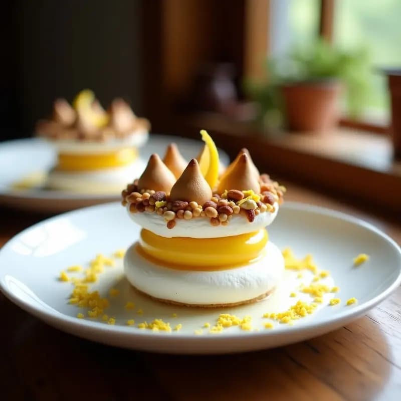 Pavova Australiana con Merengue de Frutos Secos y Crema de Limón: Postre Sin Gluten