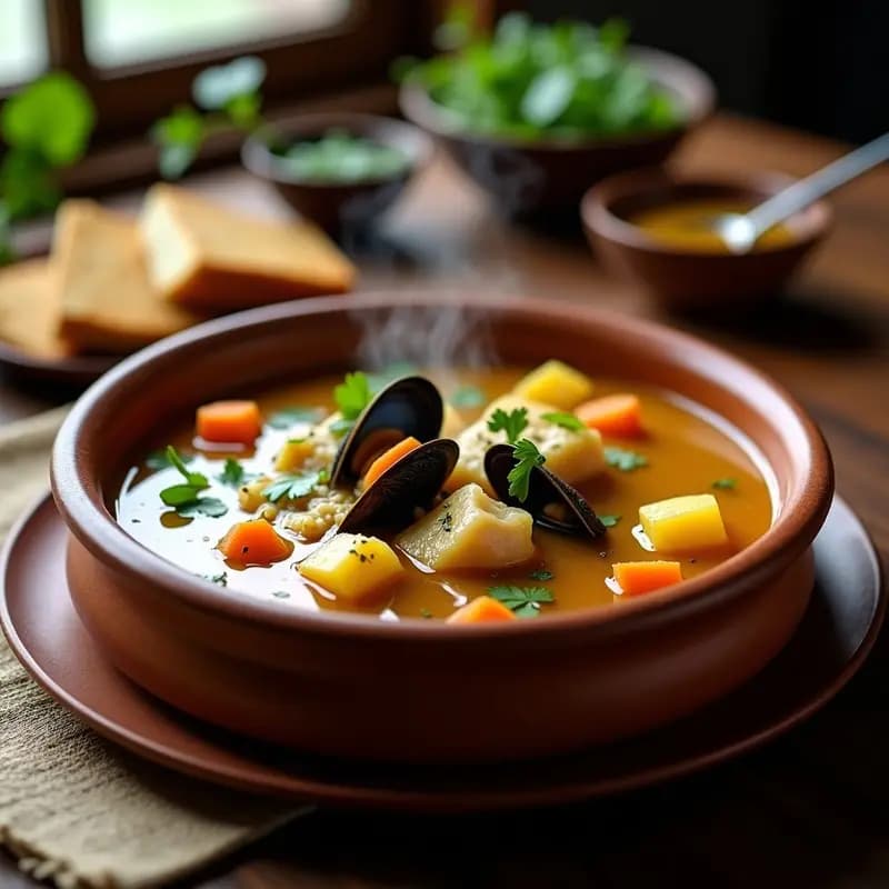 Peblebre Chileno con Reineta y Choritos: Sopa de Pescado Tradicional en Olla Rápida