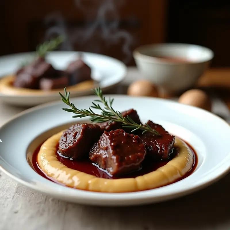 Pecho de Ternera al Vino Tinto con Puré de Castañas: Receta Francesa de Invierno