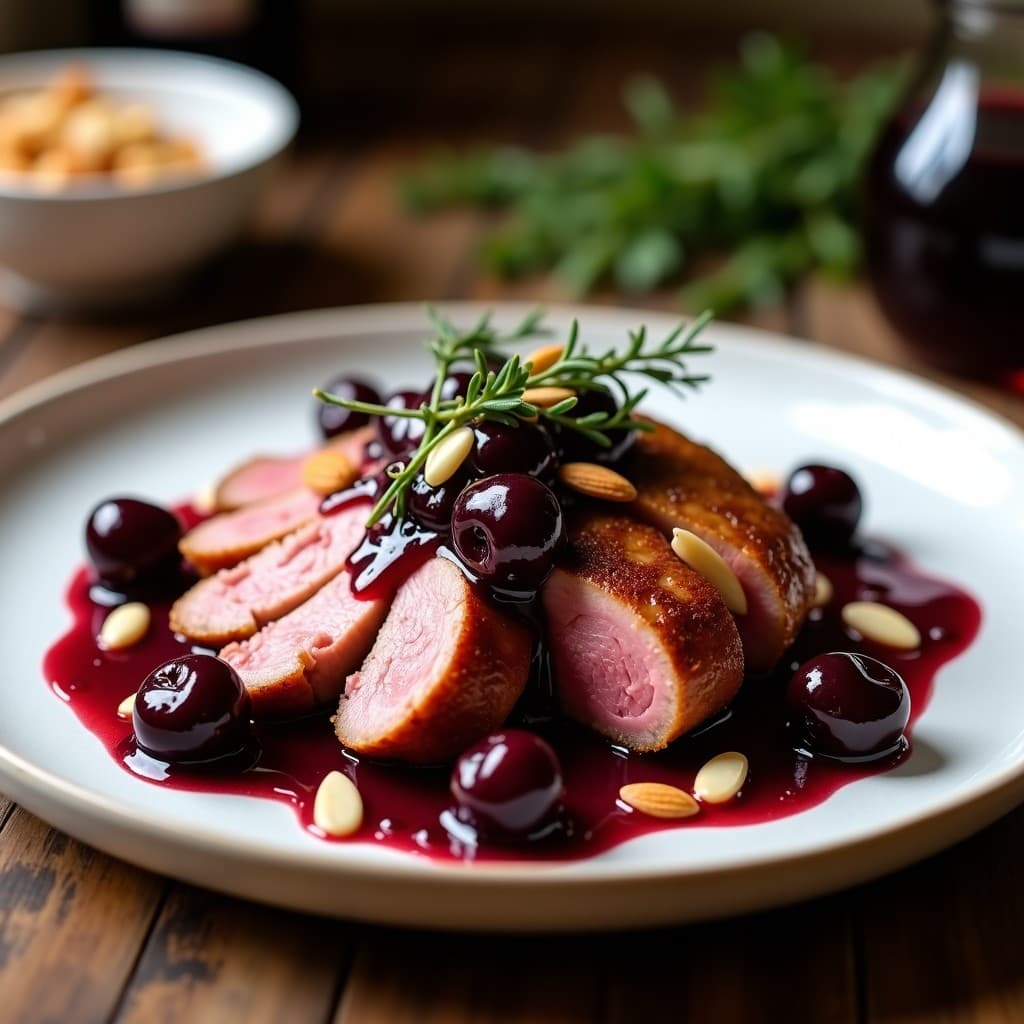 Pechuga de Pato al Vino Tinto con Salsa de Cerezas Negras: Receta Francesa en 40 Minutos