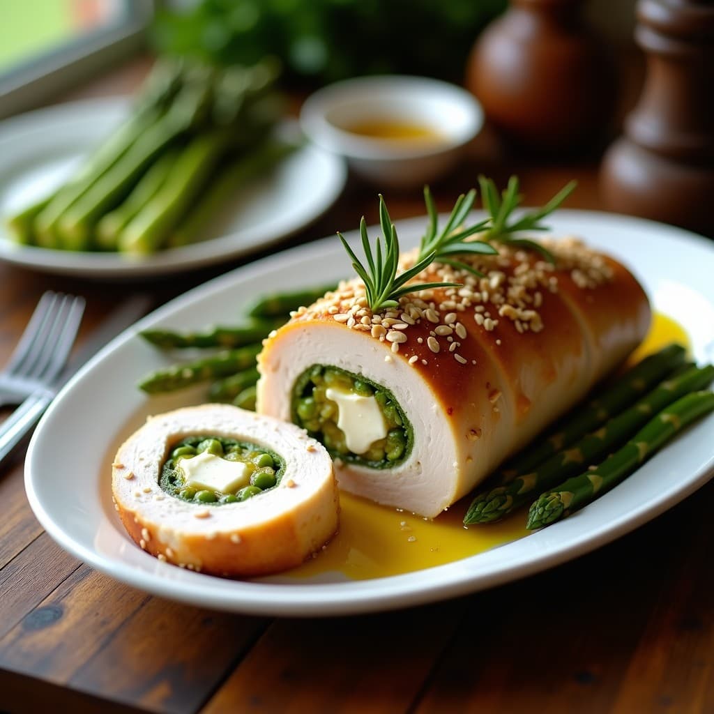 Pechuga de Pavo Rellena de Espárragos y Queso de Cabra: Receta Keto al Horno