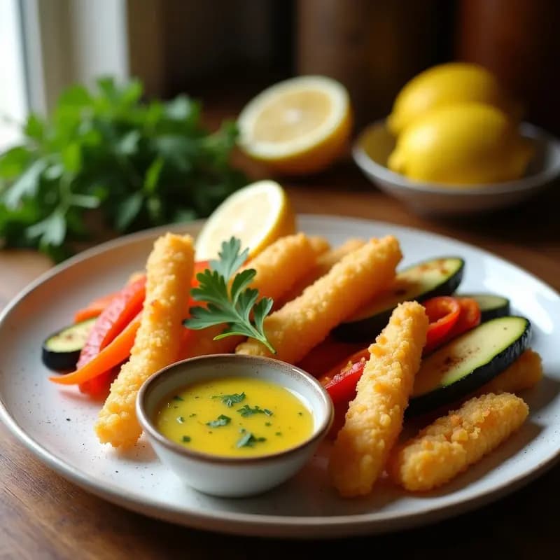 Peixinhos da Horta: Tempura Portuguesa de Verduras con Salsa de Limón y Ajo