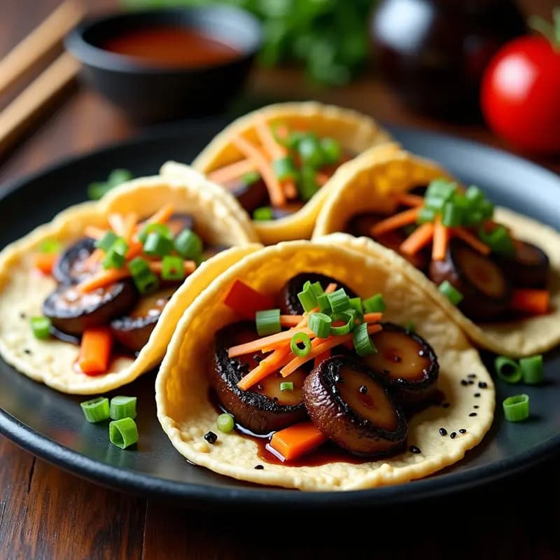 Peking Duck de Champiñones Portobello con Panqueques de Espelta: Receta China Vegana y Crujiente