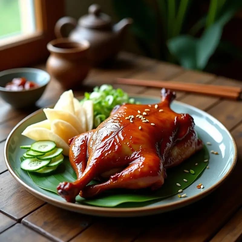 Peking Duck: Pato Laqueado Chino con Crepes y Hojas de Loto