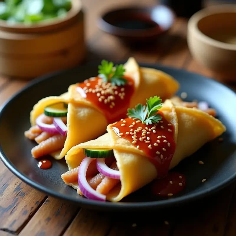 Peking Duck Roll: Crepes Chinos de Pato Crujiente con Salsa de Hoisin en Airfryer