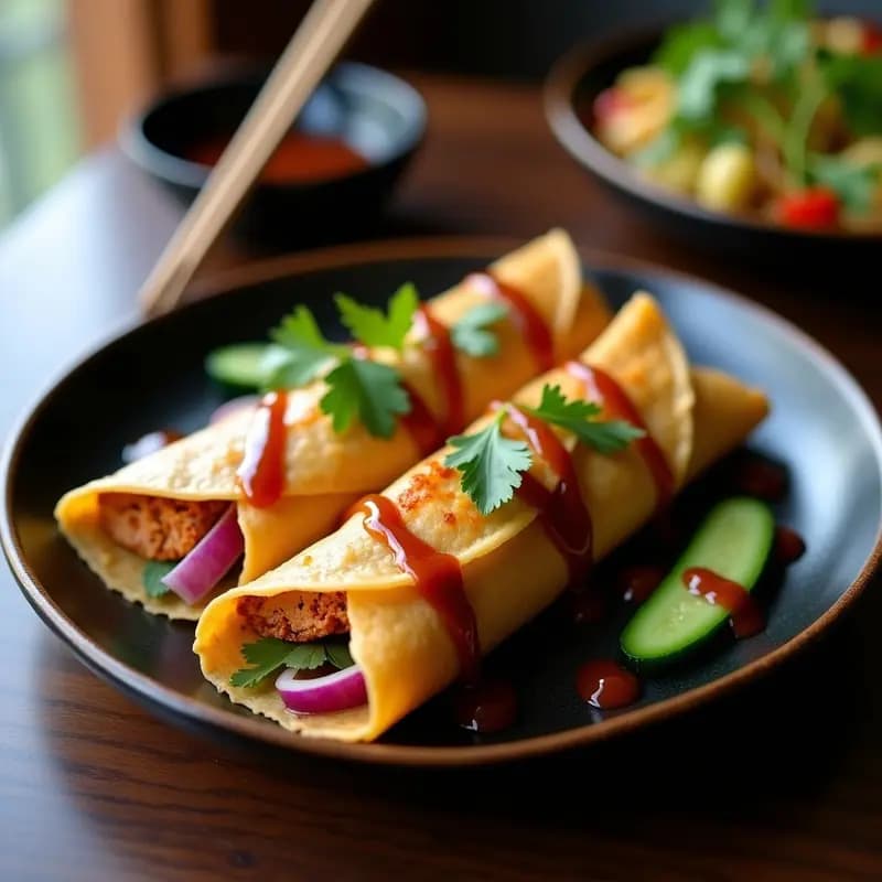Peking Duck Vegano con Crepes de Harina de Garbanzo y Salsa Hoisin: Receta China Reinventada