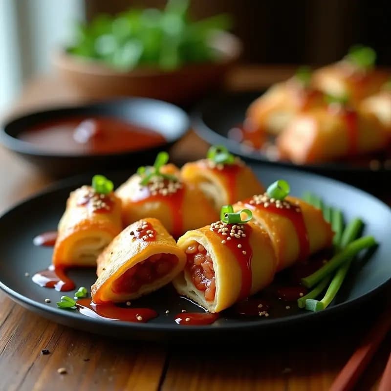 Peking Duck Vegano: Rollitos de Seitan con Hojaldre y Salsa de Ciruela en Airfryer