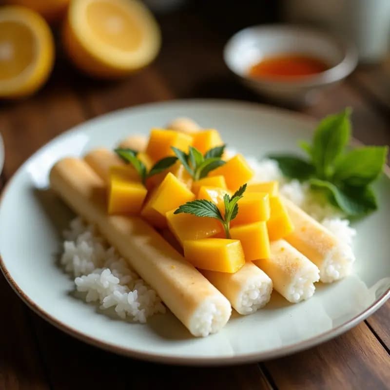 Penci de Arroz con Coco y Mango: Postre Malasio en Capas