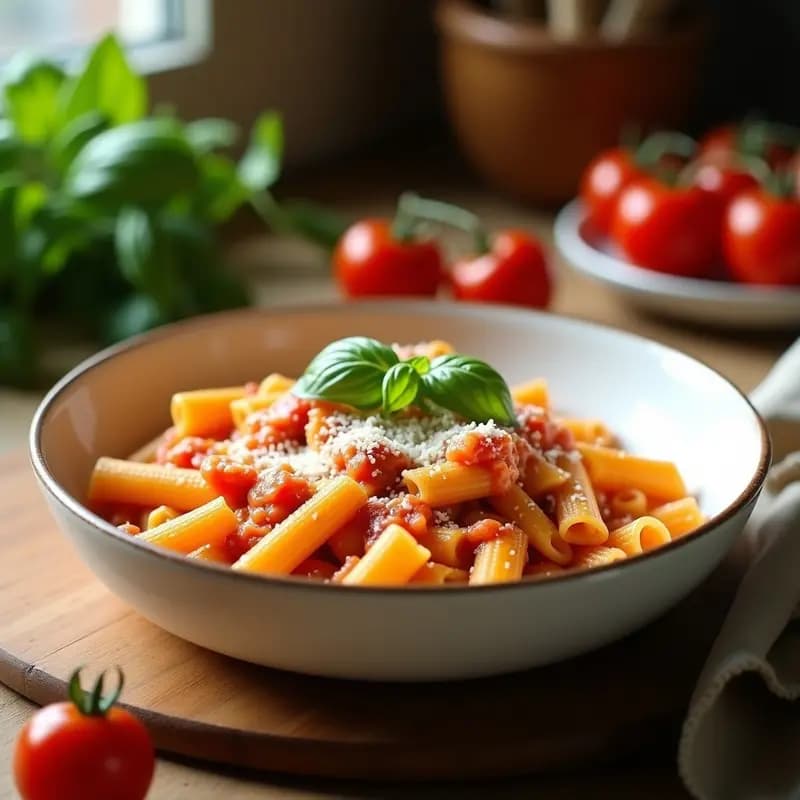 Penne al Vodka con Salsa de Tomate y Nata: Receta Italiana Cremosa y Rápida