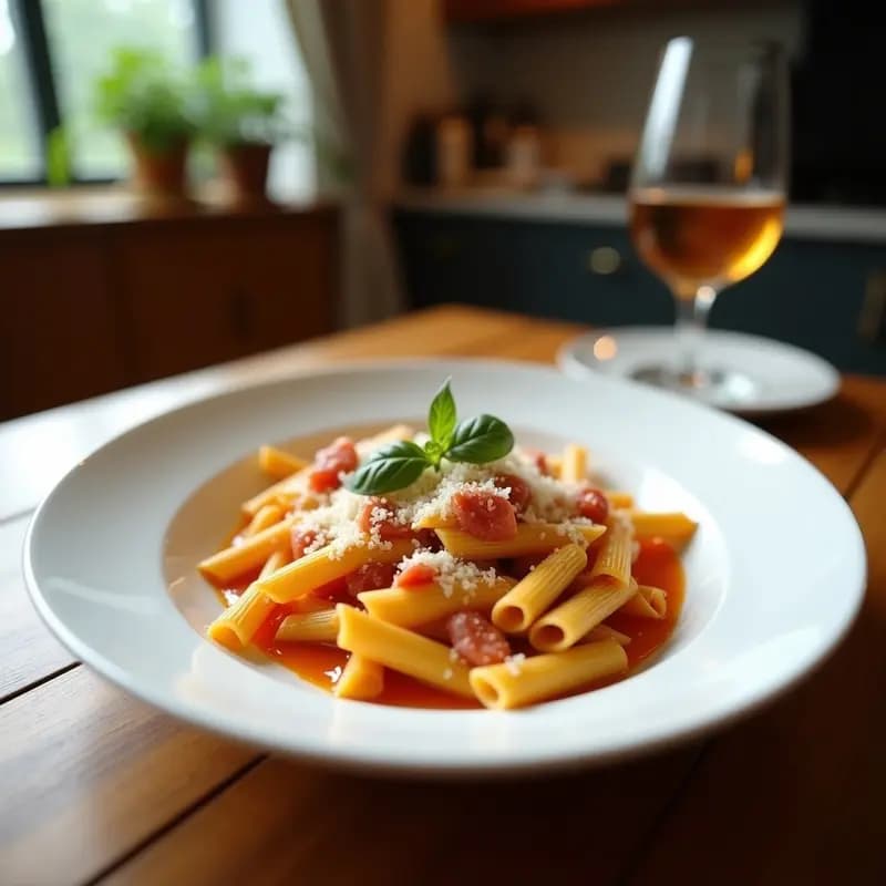 Penne a la Vodka con Panceta y Parmesano: Receta Italiana Cremosa y Reconfortante