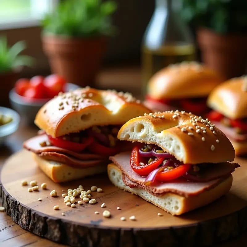 Pepito de lomo con pimientos asados: Bocadillo Gourmet para Fiestas