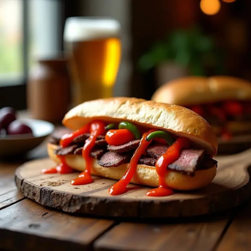 Pepito de Ternera con Pimientos Asados: Bocadillo Caliente al Estilo Bar