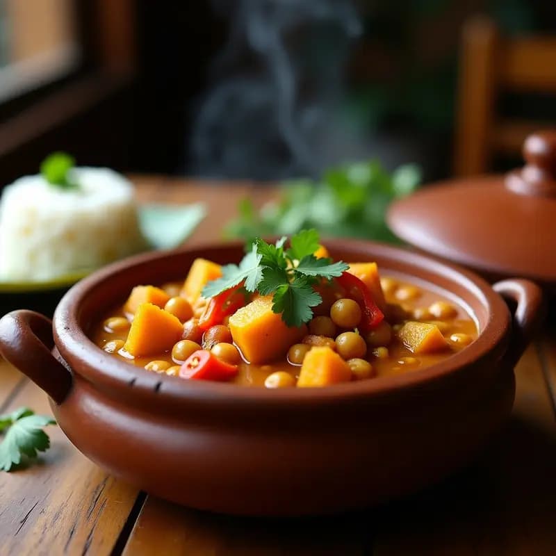 P pepper Pot Jamaicano con Garbanzos y Calabaza: Receta Vegana y Picante