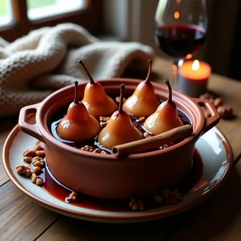 Peras al Vino Tinto con Canela: Postre Caliente de Invierno en 15 Minutos