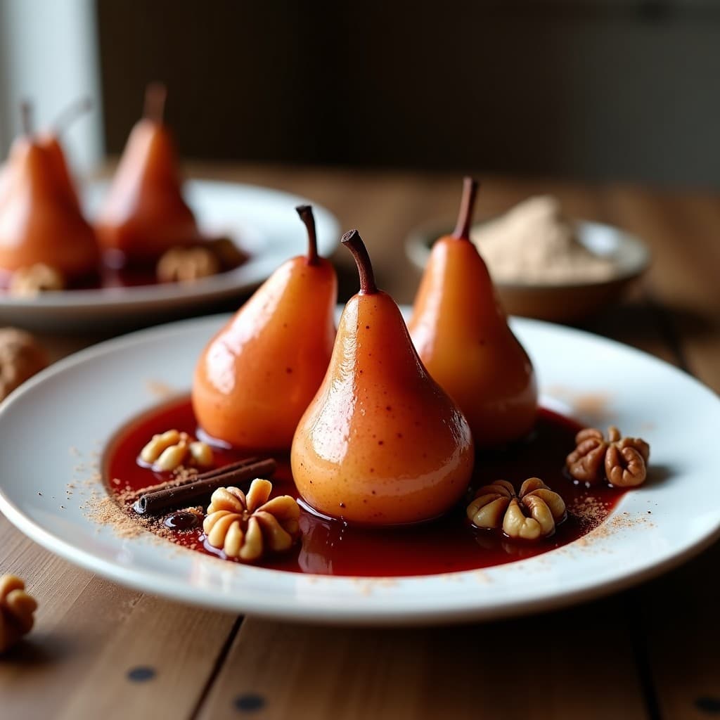 Peras al Vino Tinto con Especias y Nueces: Postre Español Keto en Olla Exprés