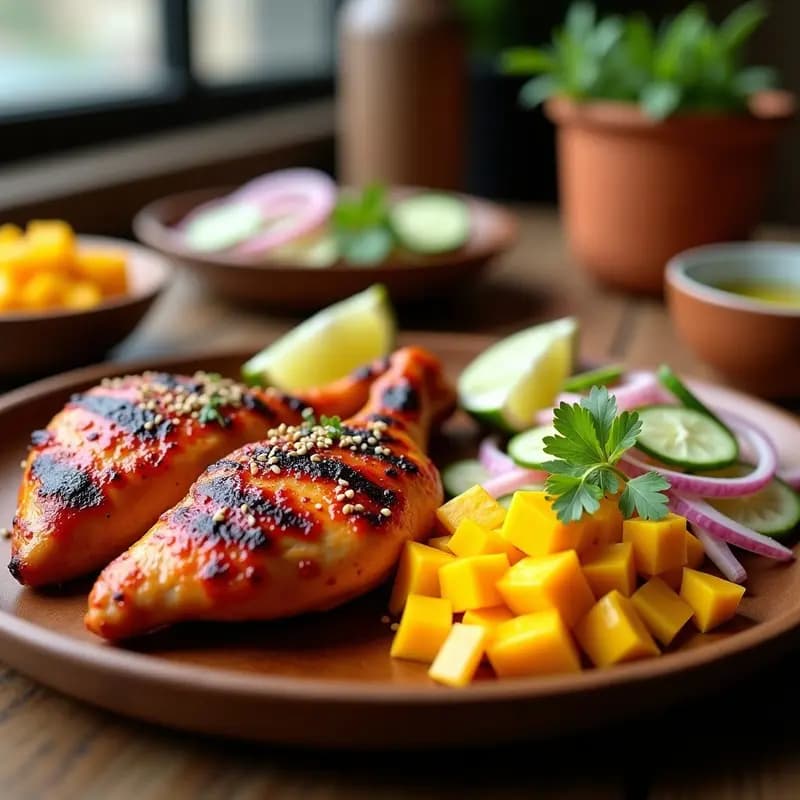 Peri-Peri de Pollo con Ensalada de Mango: Receta Africana Picante en Grill