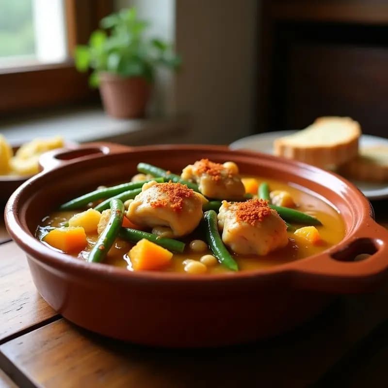 Perol de Pollo y Verduras: Guiso Valenciano en Cazuela de Barro