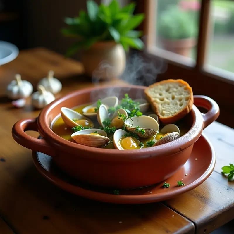 Perolas a la Llauna: Almejas al Vapor con Ajo, Perejil y Vino Blanco